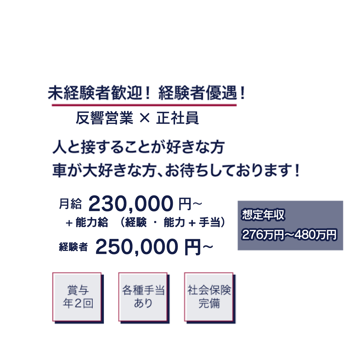 自動車販売の反響営業 正社員募集